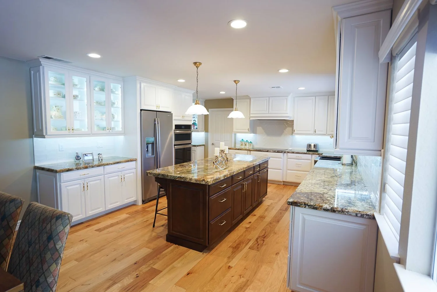 White and dark island kitchen